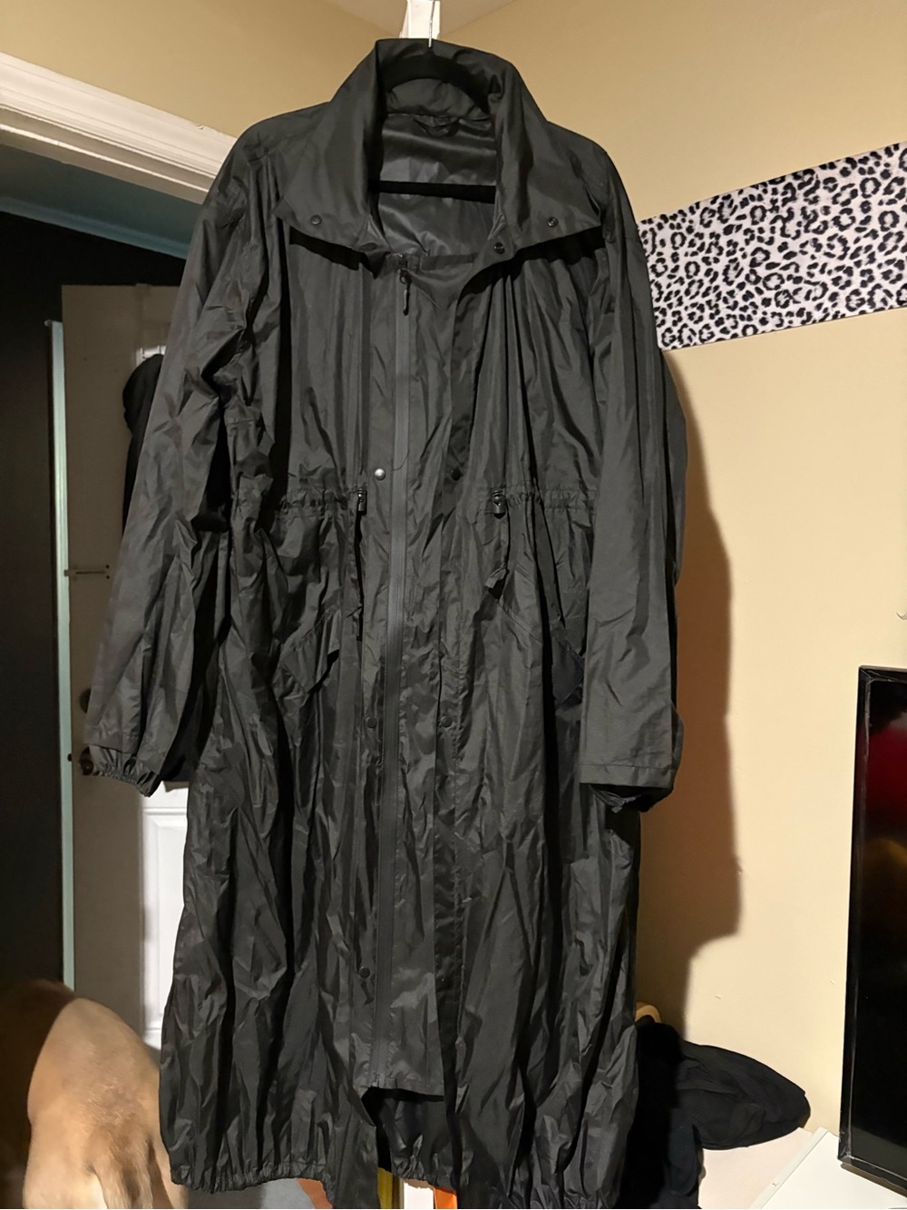 Black raincoat with hood, size XXL #raincoat #outerwear